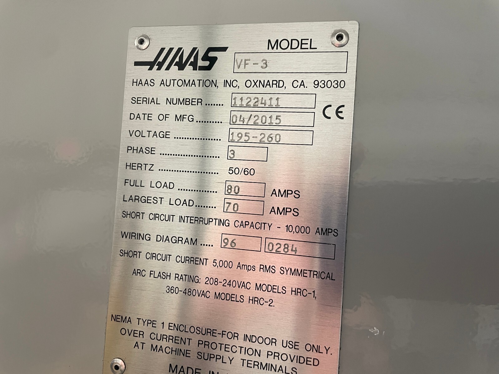 2015 HAAS VF-3 Vertical Machining Centers | Hindley Machine Tool Sales, LLC